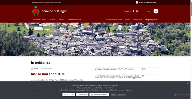 Security scan screenshot of https://www.comune.rueglio.to.it
