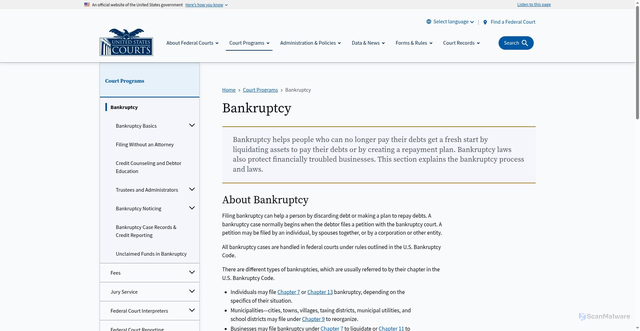 Security scan screenshot of https://www.uscourts.gov/court-programs/bankruptcy