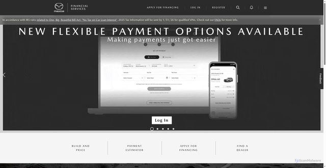 Security scan screenshot of https://mazdafinancialservices.com