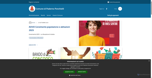Security scan screenshot of https://www.comunedipadernoponchielli.cr.it/it