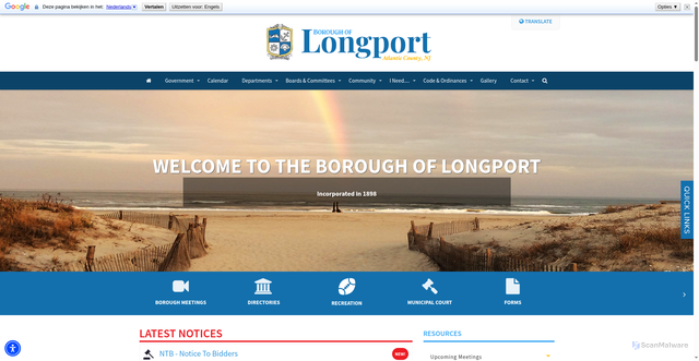 Security scan screenshot of https://www.longportnj.gov/