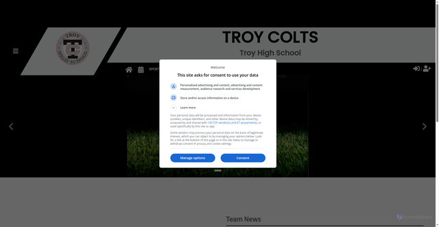 Security scan screenshot of https://troyhighschool1.bigteams.com/