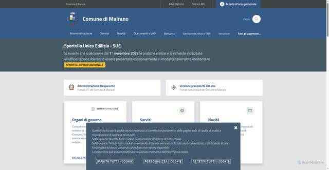 Security scan screenshot of https://www.comune.mairano.bs.it/
