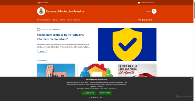 Security scan screenshot of https://www.comune.pontecchio.ro.it