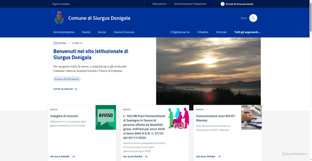 Security scan screenshot of https://www.comune.siurgusdonigala.su.it/