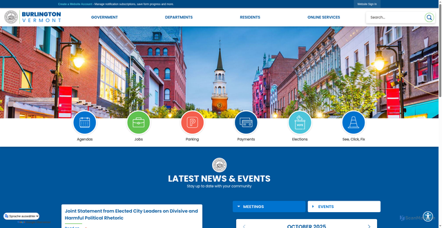 Security scan screenshot of https://burlingtonvt.gov/