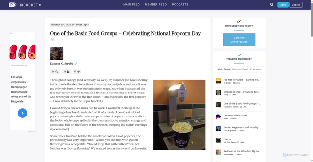 Security scan screenshot of https://ricochet.com/1921919/one-of-the-basic-food-groups-celebrating-national-popcorn-day/