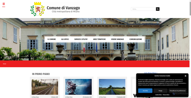Security scan screenshot of https://comune.vanzago.mi.it/