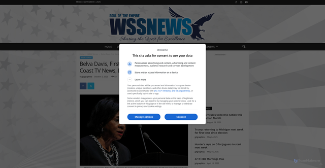 Security scan screenshot of https://westsidestorynewspaper.com/belva-davis-first-black-moman-on-west-coast-tv-news-dies-at-92/