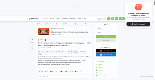Security scan screenshot of https://d.pikabu.ru
