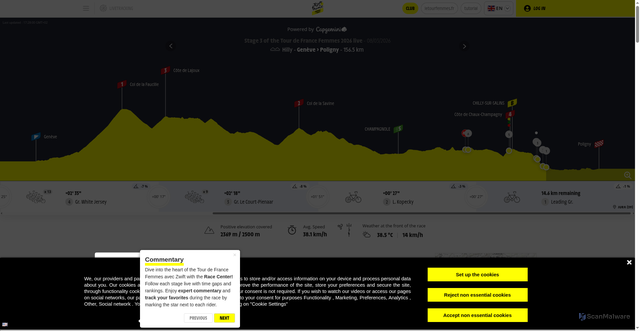 Security scan screenshot of https://racecenter.letourfemmes.fr/