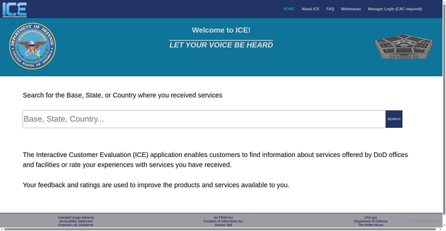 Security scan screenshot of https://ice.disa.mil/