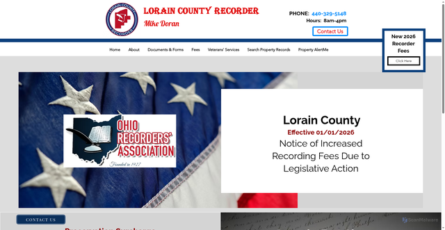 Security scan screenshot of https://www.loraincountyrecorder.gov/