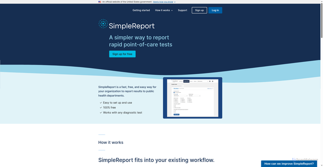 Security scan screenshot of https://www.simplereport.gov/