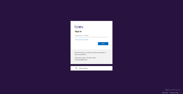 Security scan screenshot of https://beinmg-my.sharepoint.com