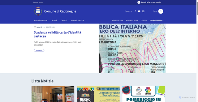 Security scan screenshot of https://comune.cadoneghe.pd.it
