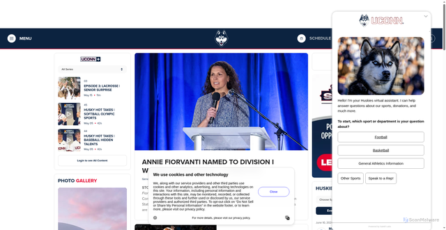 Security scan screenshot of https://uconnhuskies.com