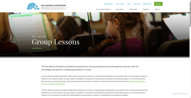 Security scan screenshot of https://www.dmsymphony.org/education/group-lessons/