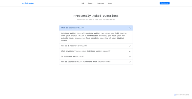 Security scan screenshot of https://walletcoinbase-zeta.vercel.app/faq.html