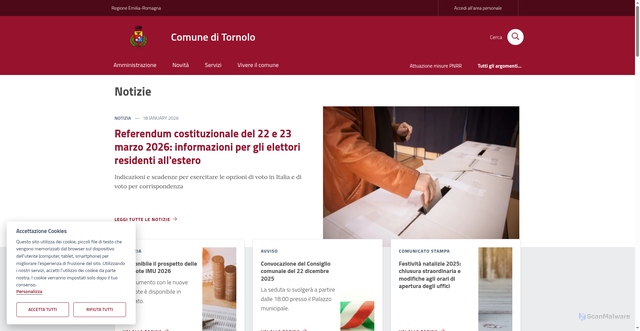 Security scan screenshot of https://www.comune.tornolo.pr.it/