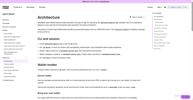 Security scan screenshot of https://metamask-docs-fbv47wj26-consensys-ddffed67.vercel.app/agent-wallet/reference/architecture