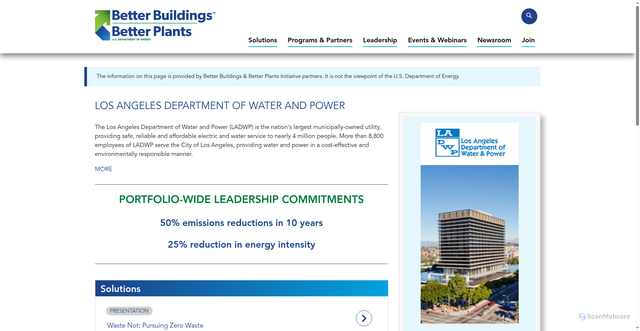Security scan screenshot of https://betterbuildingssolutioncenter.energy.gov/partners/los-angeles-department-water-and-power