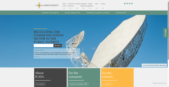 Security scan screenshot of https://www.icasa.org.za/