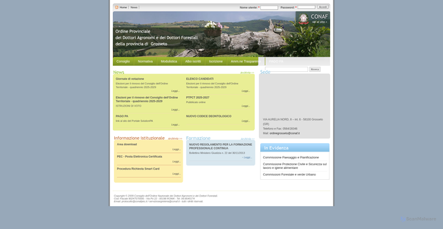 Security scan screenshot of http://ordinegrosseto.conaf.it/