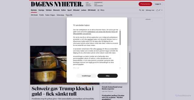 Security scan screenshot of https://dn.se/