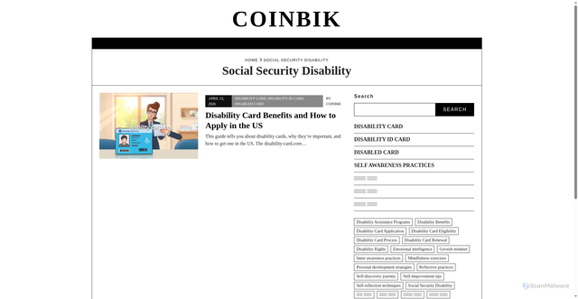 Security scan screenshot of https://coinbik.net/tag/social-security-disability/