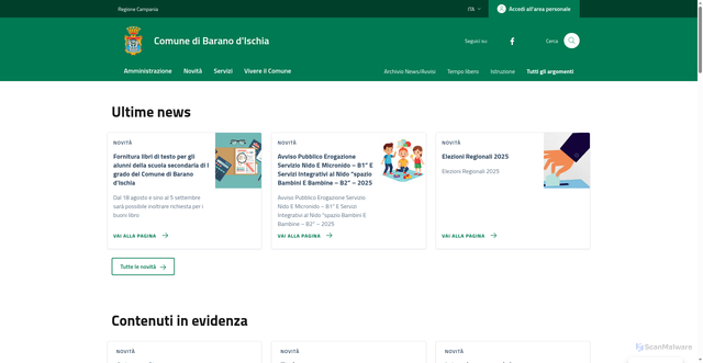 Security scan screenshot of https://www.comune.barano.na.it/