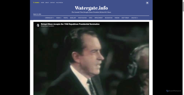 Security scan screenshot of https://watergate.info/nixon/