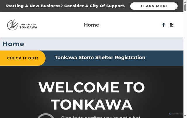 Security scan screenshot of https://tonkawaok.gov/