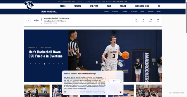 Security scan screenshot of https://gorockers.com/sports/mens-basketball