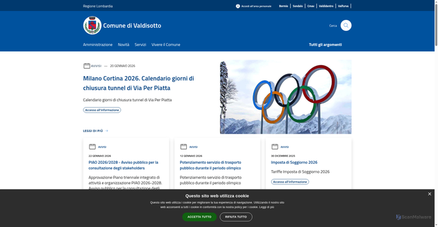 Security scan screenshot of https://www.comune.valdisotto.so.it/it