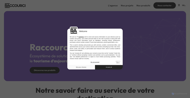 Security scan screenshot of https://raccourci.fr