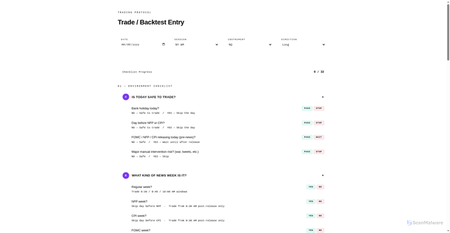 Security scan screenshot of https://dailytradingchecklist-xp7tm6pekr.edgeone.app/
