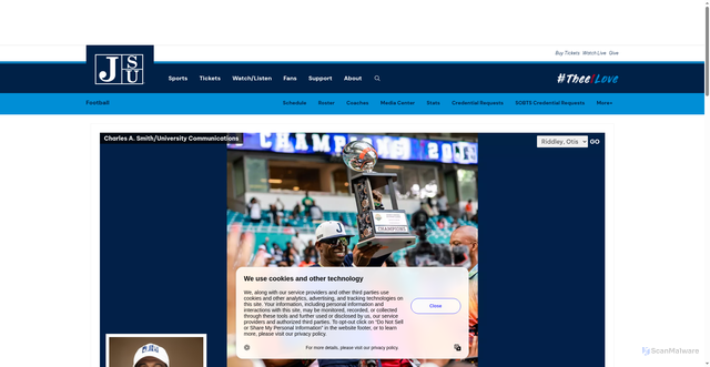 Security scan screenshot of https://gojsutigers.com/sports/football/roster/coaches/deion-sanders/152