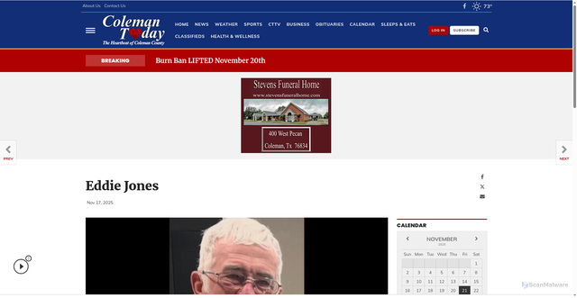 Security scan screenshot of https://www.colemantoday.com/obituaries/eddie-jones/article_2cd7b46b-7359-4d86-920c-f07a6f8c5db1.html