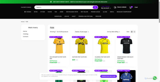 Security scan screenshot of https://favoriteshield.com/collections/fan