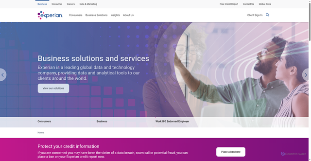 Security scan screenshot of https://www.experian.com.au/