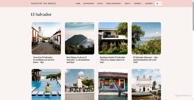 Security scan screenshot of https://www.passporttheworld.com/destinations/central-america/el-salvador/