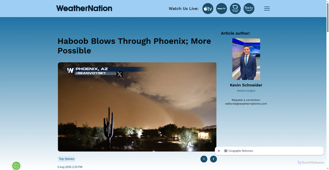 Security scan screenshot of http://www.weathernationtv.com/news/haboob-blows-through-phoenix-more-possible