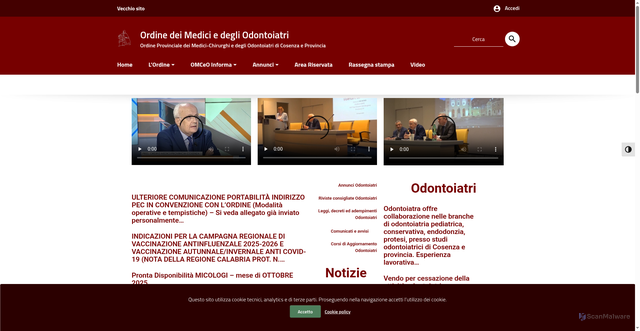 Security scan screenshot of https://www.ordinemedici.cosenza.it/