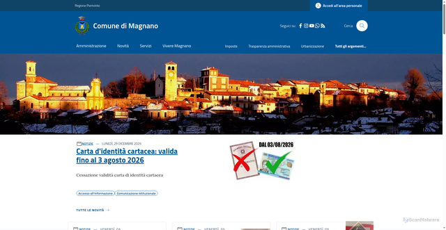 Security scan screenshot of https://www.comune.magnano.bi.it/