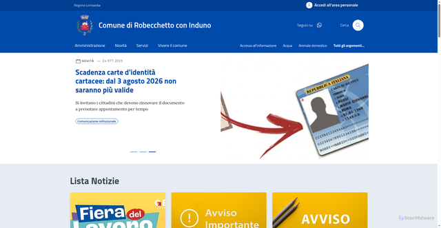 Security scan screenshot of https://comune.robecchetto-con-induno.mi.it/