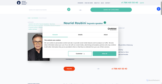 Security scan screenshot of https://www.gspeakers.com/our-speakers/nouriel-roubini/