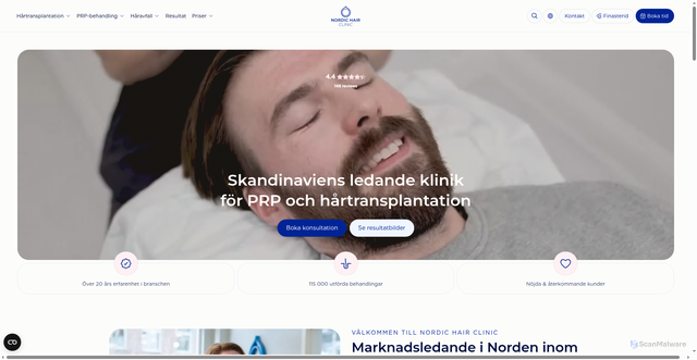 Security scan screenshot of https://prpkliniken.se