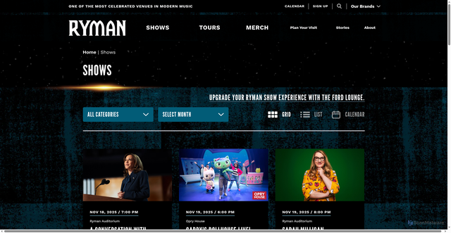 Security scan screenshot of https://www.ryman.com/events