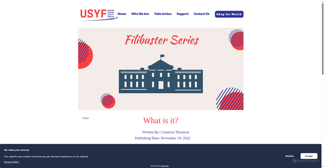 Security scan screenshot of https://www.unitedstatesyouthforum.org/filibuster/what-is-it%3F